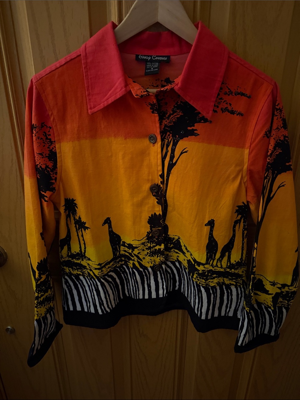 Candy Couture Orange & Yellow Safari-Print Button-Down Jacket